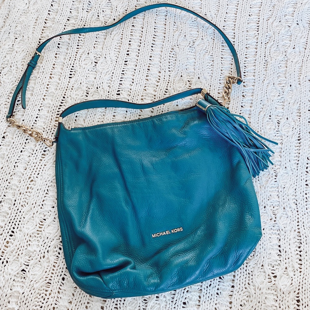 Michael Kors teal crossbody or hand bag